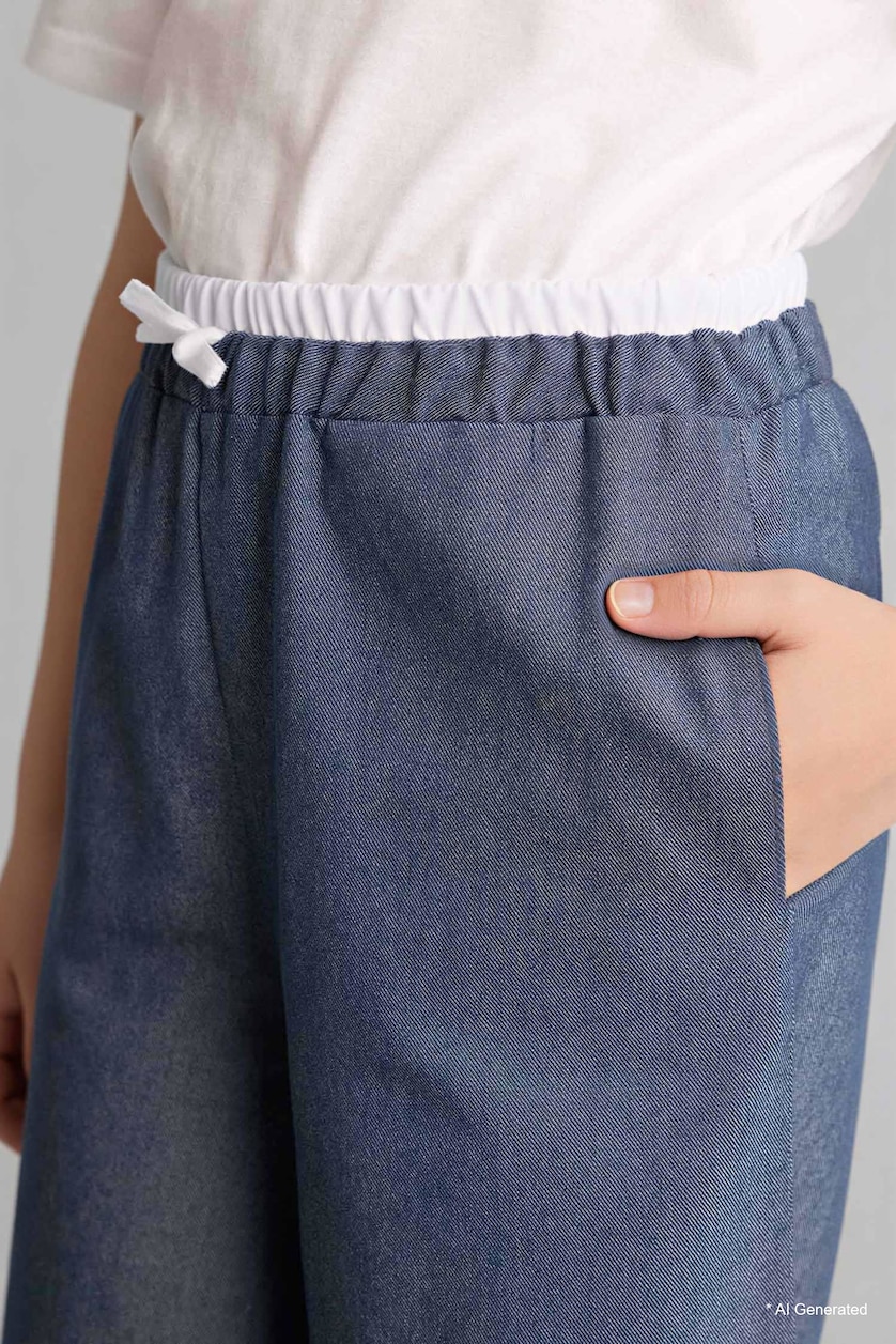 GIRLS & TEENS Light Indigo Girl Wide Leg Denim Look Trousers