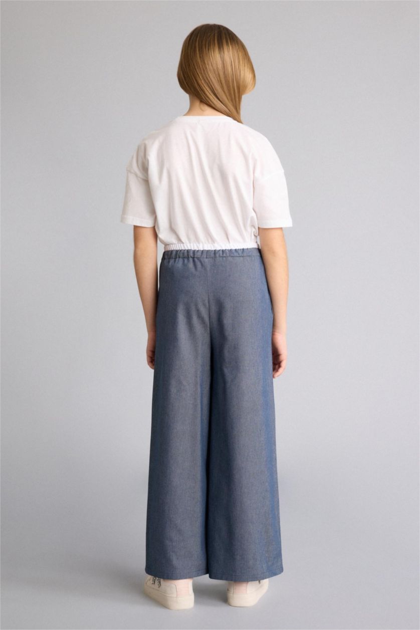 Girls & Teens Light Indigo Wide Leg Denim Look Trousers