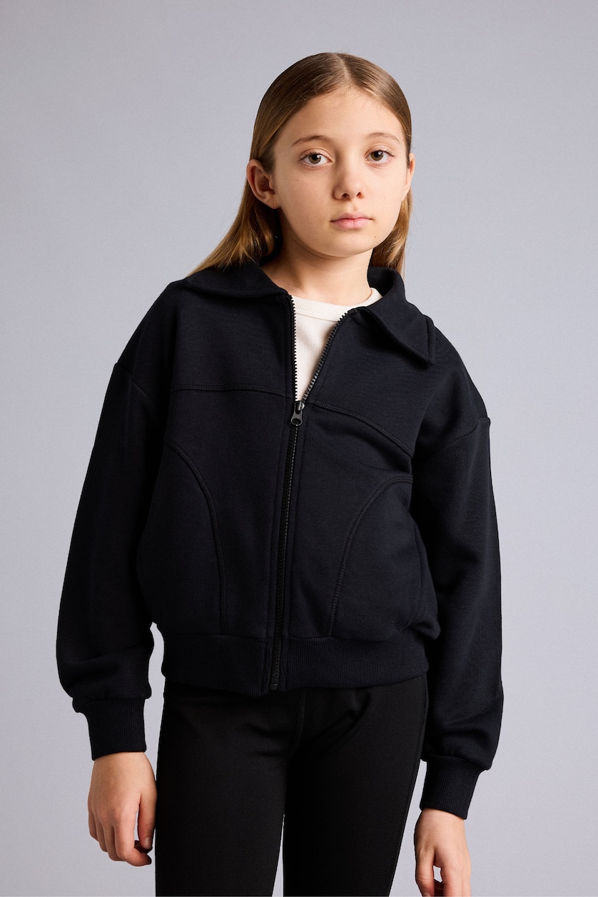 Young Girls - Teen Girls Black Girl Zip-Up Cardigan