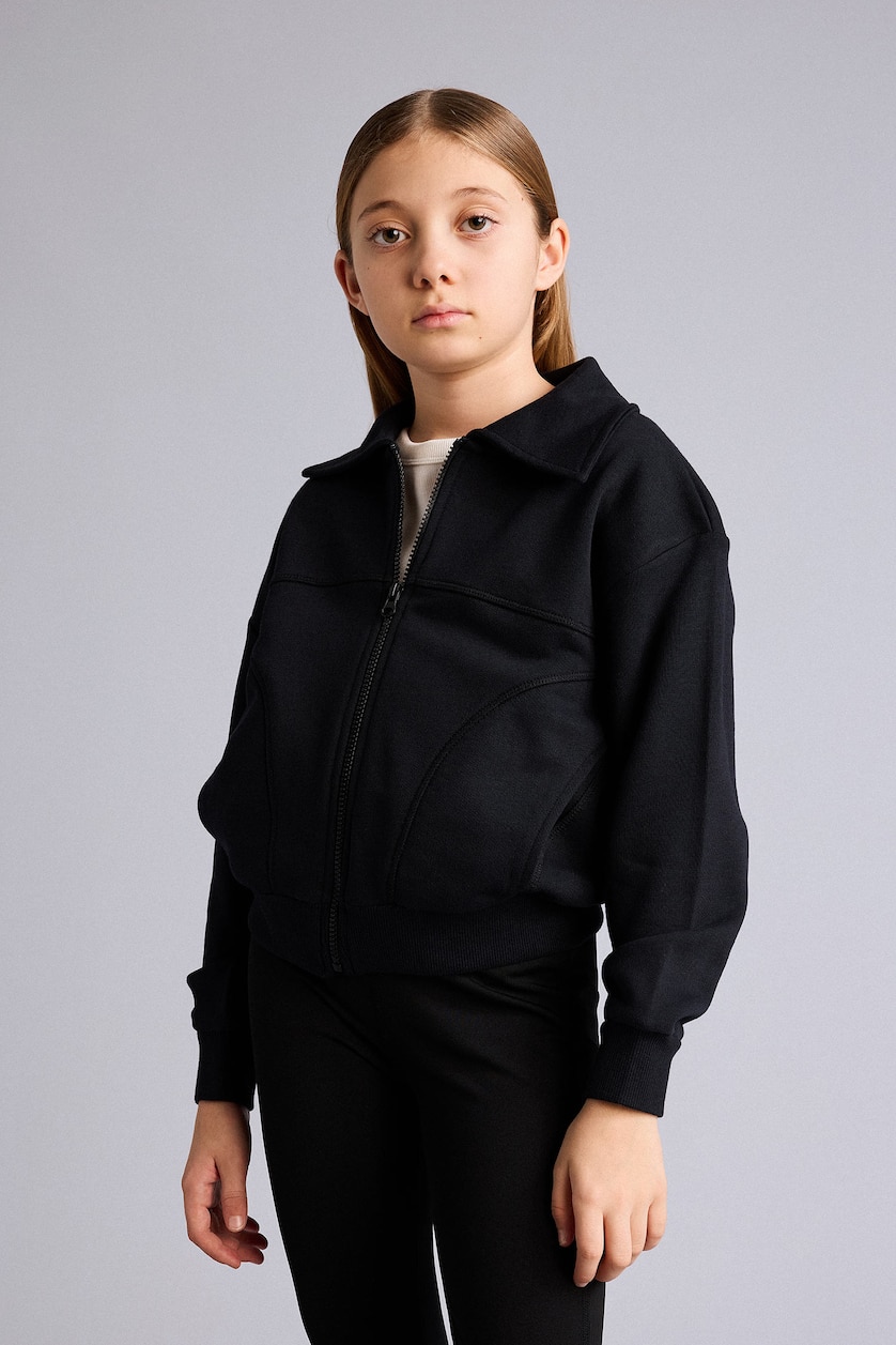 Young Girls - Teen Girls Black Girl Zip-Up Cardigan
