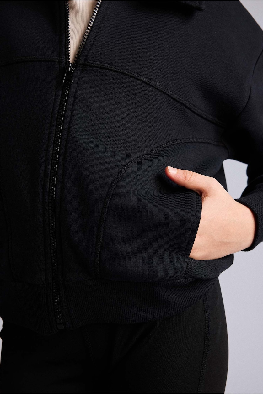 Young Girls - Teen Girls Black Girl Zip-Up Cardigan
