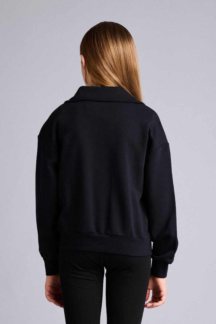 Young Girls - Teen Girls Black Girl Zip-Up Cardigan