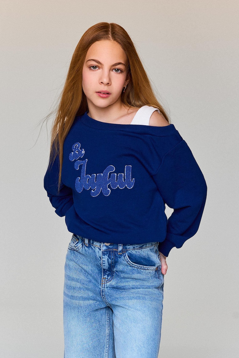 GIRLS & TEENS NAVY Girl Carmen Collar Sweatshirt