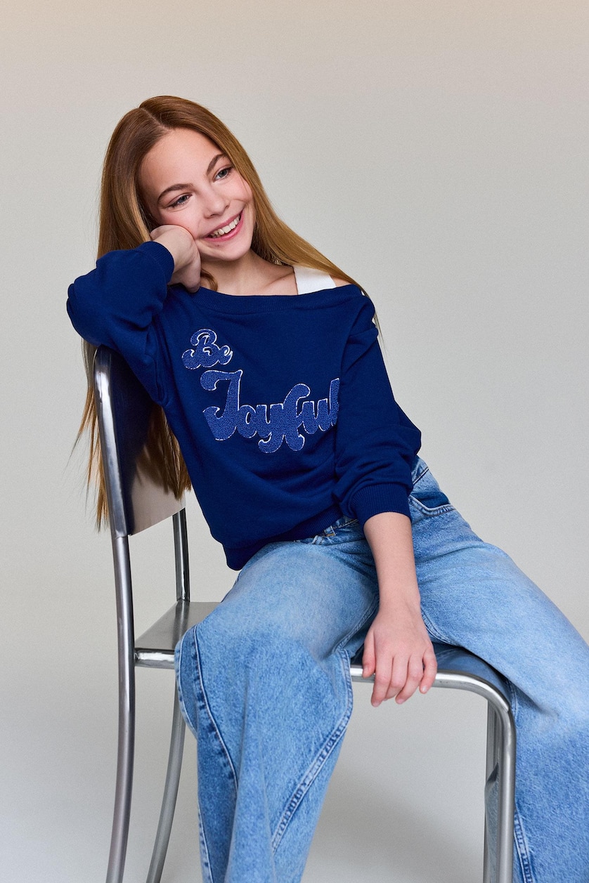 GIRLS & TEENS NAVY Girl Carmen Collar Sweatshirt