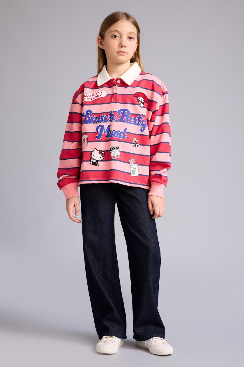 GIRLS & TEENS Pink Hello Kitty Licensed Polo Collar Sweatshirt