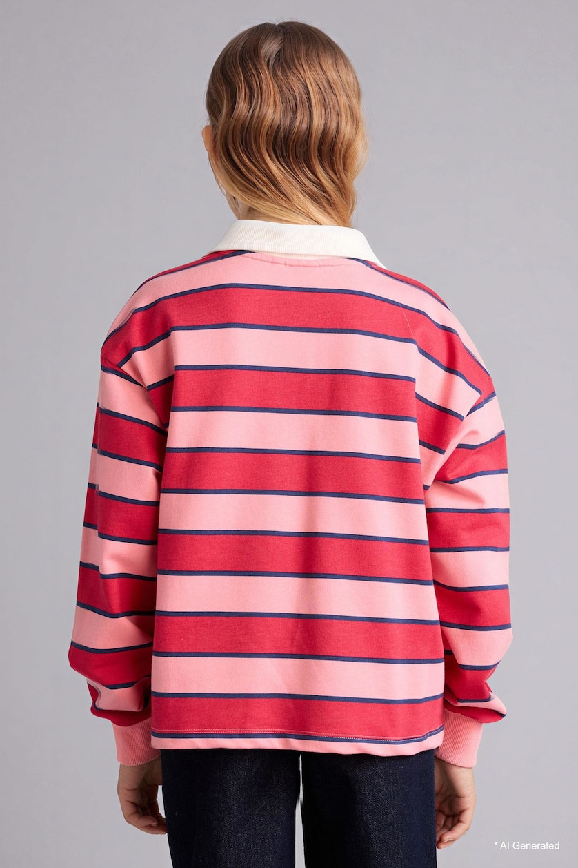 GIRLS & TEENS Pink Hello Kitty Licensed Polo Collar Sweatshirt