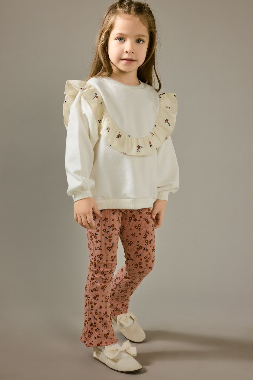 Baby Girl Dark Pink Baby Girl Flare Floral Leggings