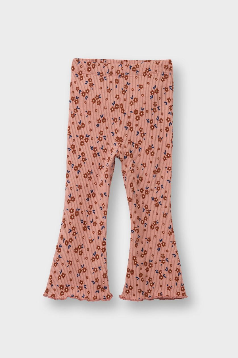 Baby Girl Dark Pink Baby Girl Flare Floral Leggings