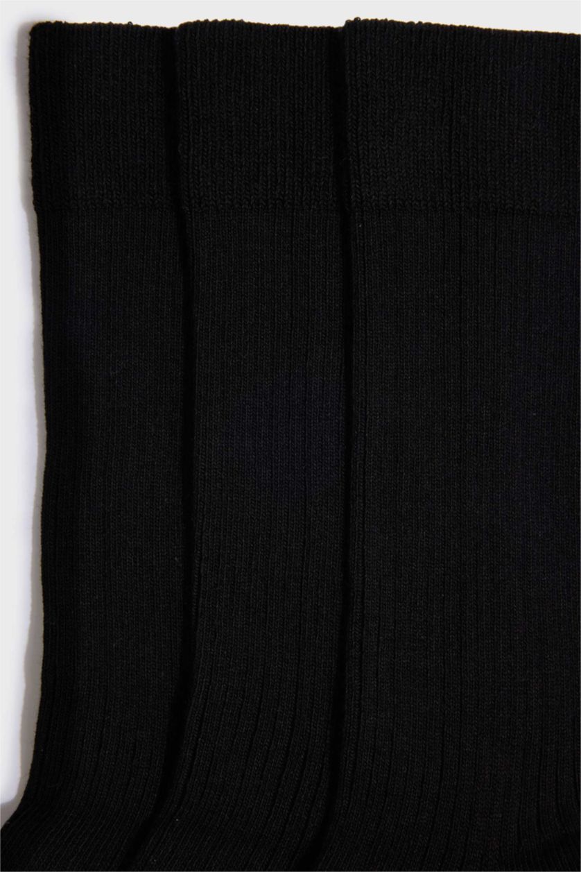 Erkek Siyah Erkek 3'lü Pamuklu Uzun Çorap