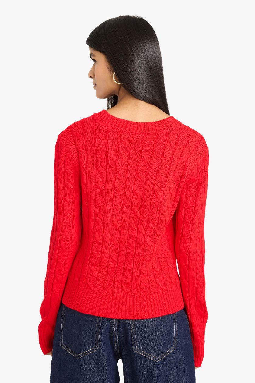WOMAN Red Slim Fit V-Neck Pullover