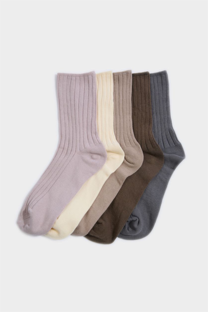 Kadın Pembe Kadın 5'li Pamuklu Uzun Çorap