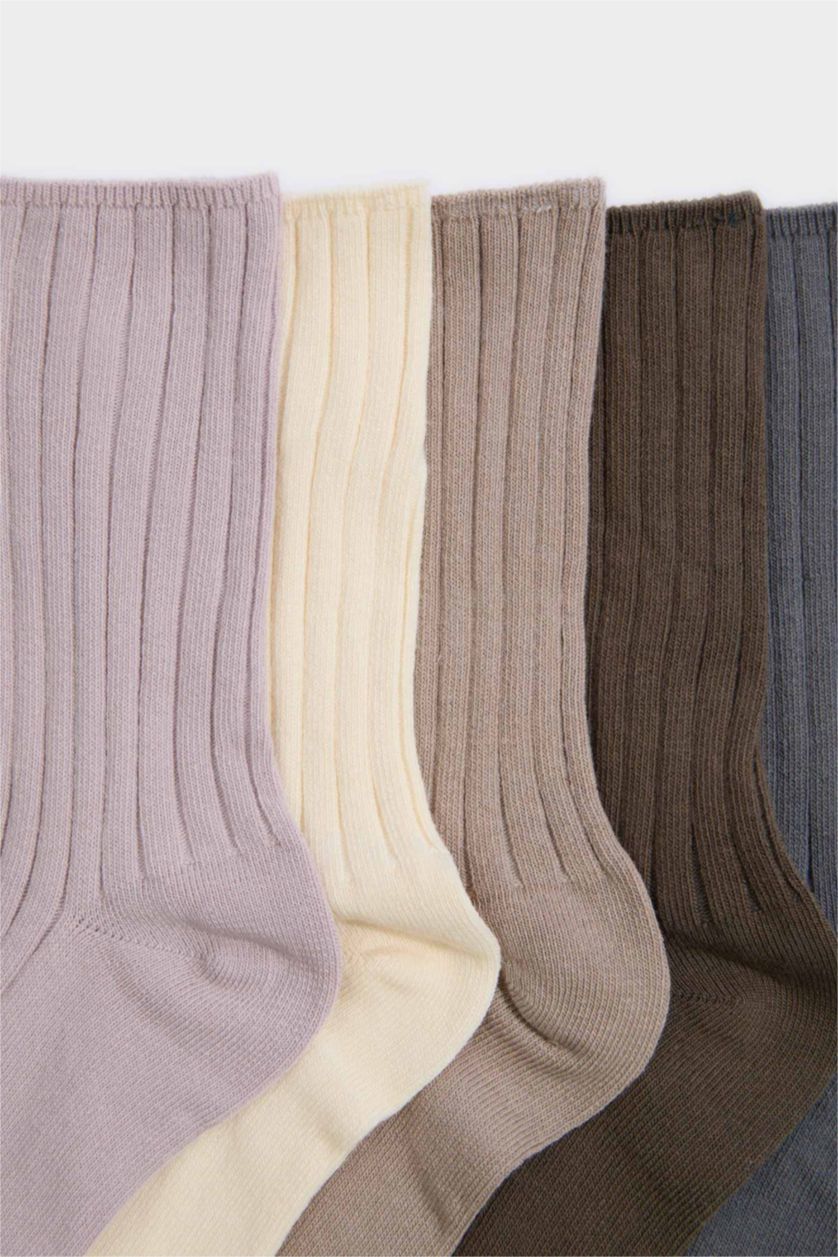 Kadın Pembe Kadın Rahat Lastikli 5'li Pamuklu Uzun Çorap