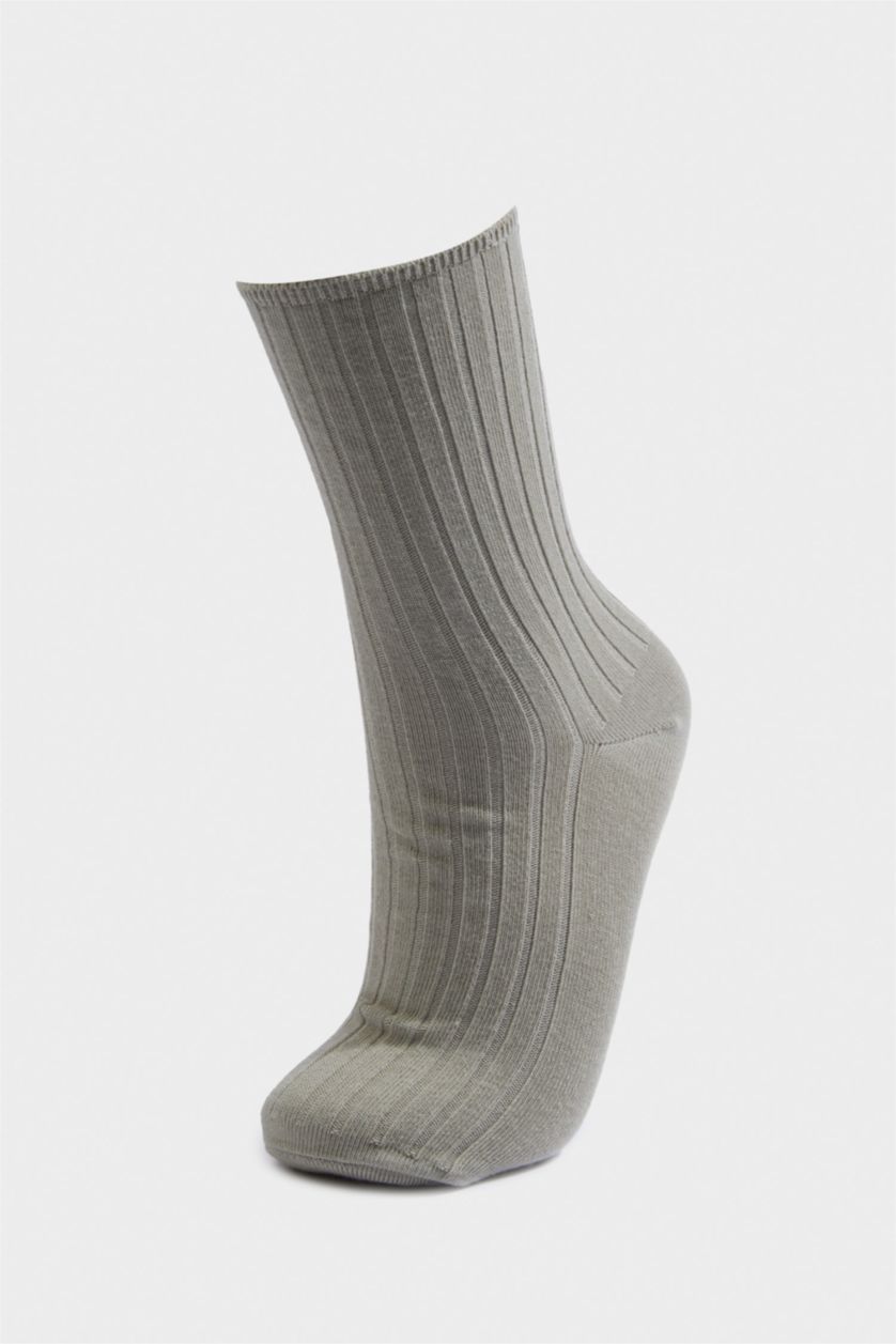 Kadın Açık Sarı Kadın 5'li Pamuklu Uzun Çorap