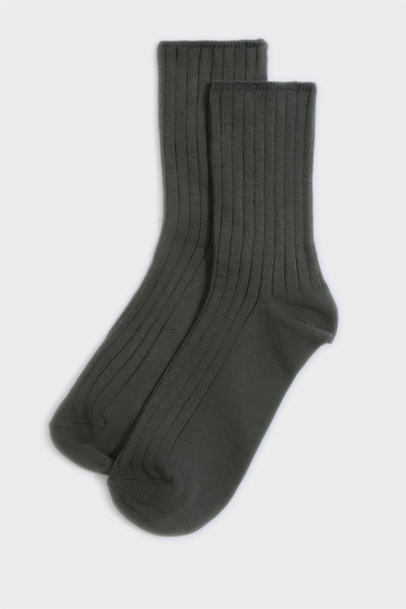 Kadın Açık Sarı Kadın Rahat Lastikli 5'li Pamuklu Uzun Çorap