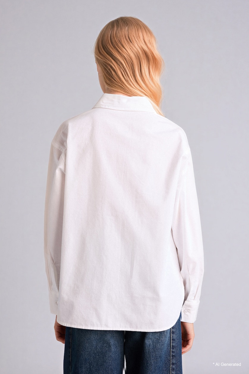 Young Girls - Teen Girls White Girl Regular Fit Printed Long Sleeve Shirt