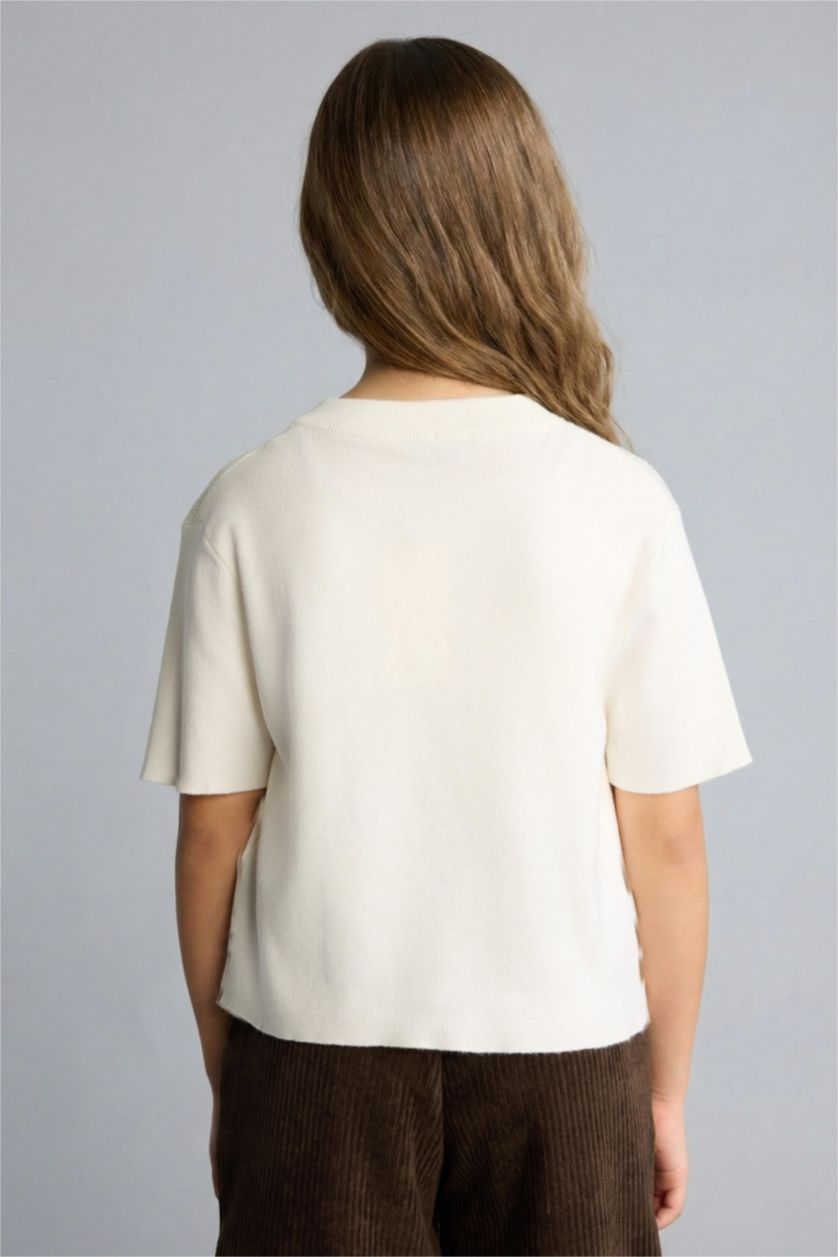 Қыздар Және Жасөспірімдер экру Қыз балаларға арналған Regular Fit дөңгелек жағалы рибана жемпір