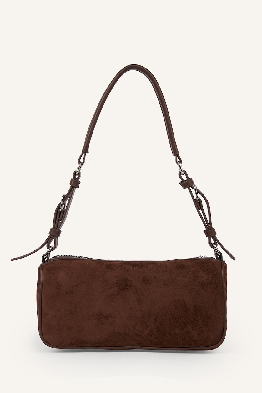 Women Dark Brown Suede Shoulder bag