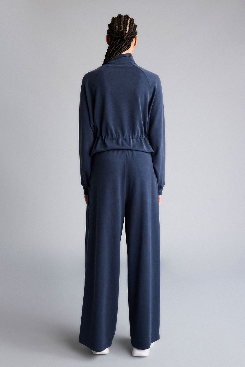 WOMAN NAVY Wide Leg Long Modal Sports Sweatpants