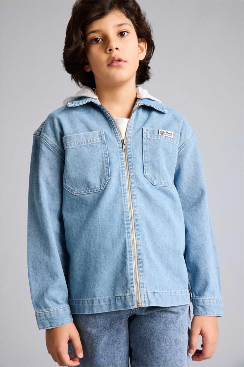 أولادي أزرق جاكيت اولادي بكابيشون قابلة للإزالة