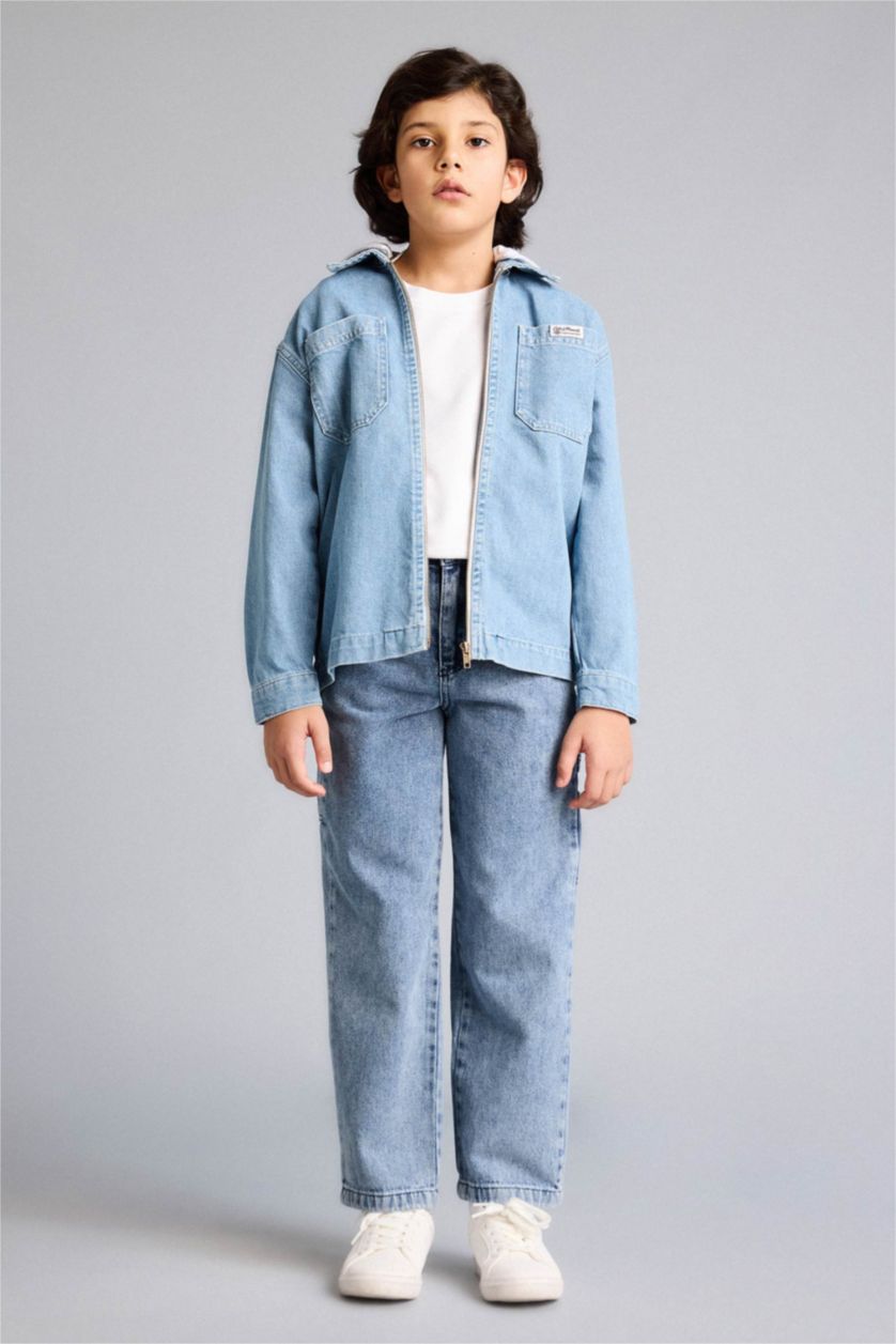 أولادي أزرق جاكيت اولادي بكابيشون قابلة للإزالة