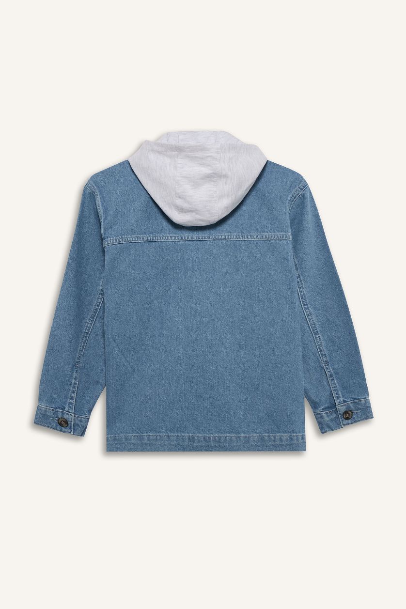 Erkek Çocuk - Genç Erkek Mavi Çıkarılabilir Kapüşonlu Ceket Erkek Çocuk