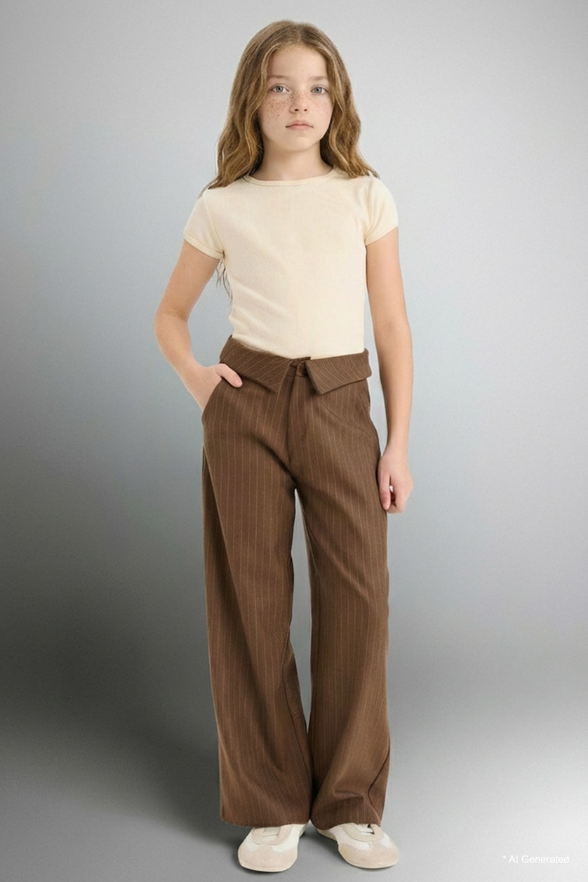 بنات بني Girl Striped Wide Leg Trousers