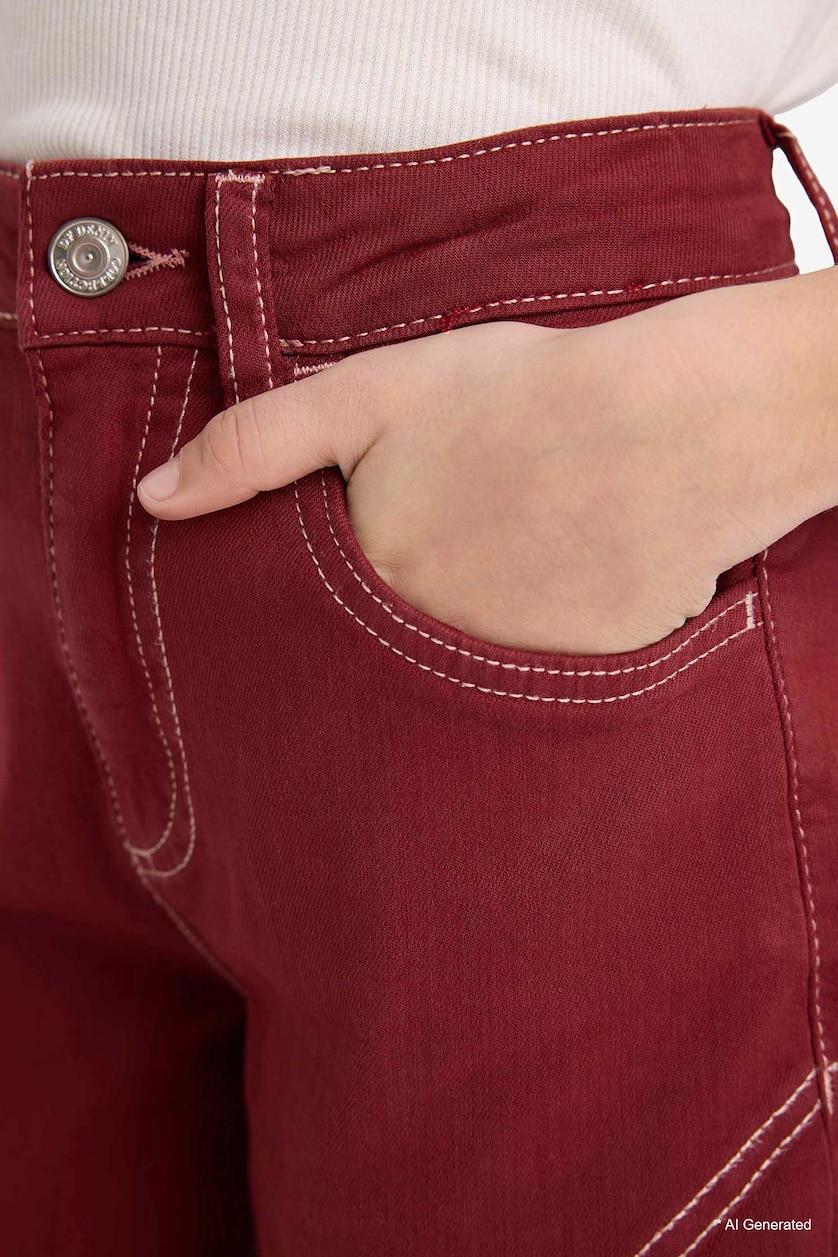 Young Girls - Teen Girls Bordeaux Girl Wide Leg Gabardine Trousers