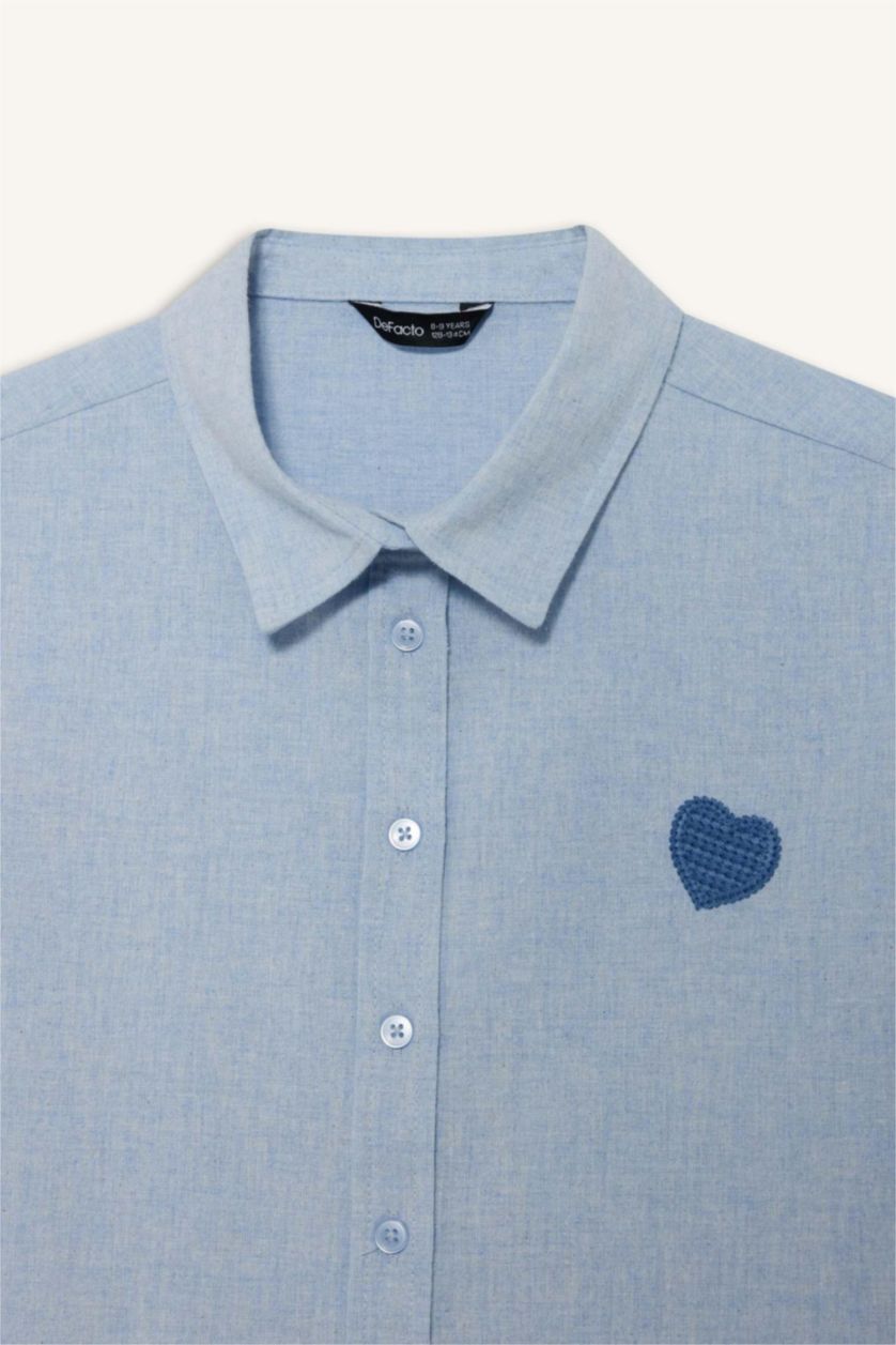 GIRLS & TEENS Light Blue Regular Fit Long Sleeve Poplin Shirt