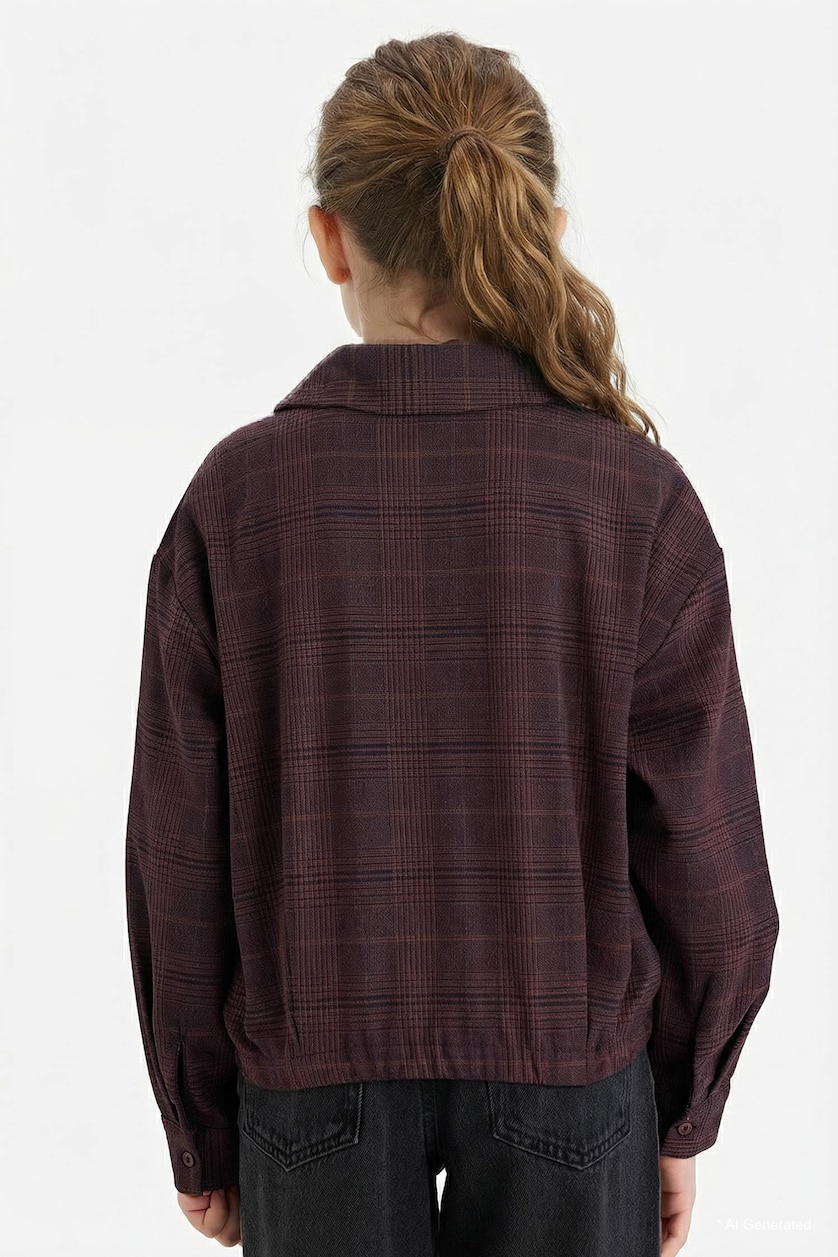 GIRLS & TEENS Brown Girl Velvet Zip-Up Jacket