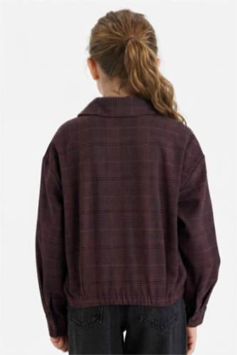 Kız Çocuk - Genç Kız Kahve Kadife Fermuarlı Ceket Kız Çocuk