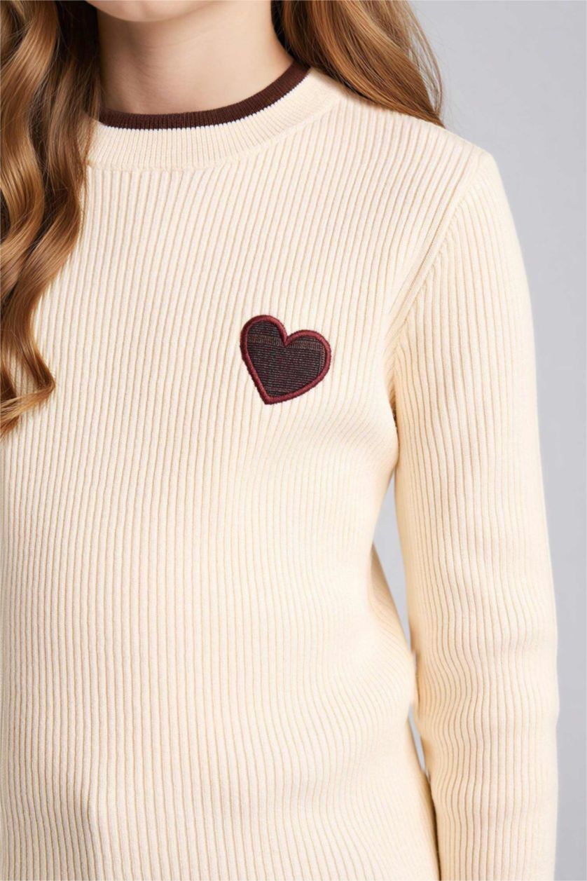 بناتي بيج فاتح بلوفر تريكو مطرزة قصة عادية بناتي