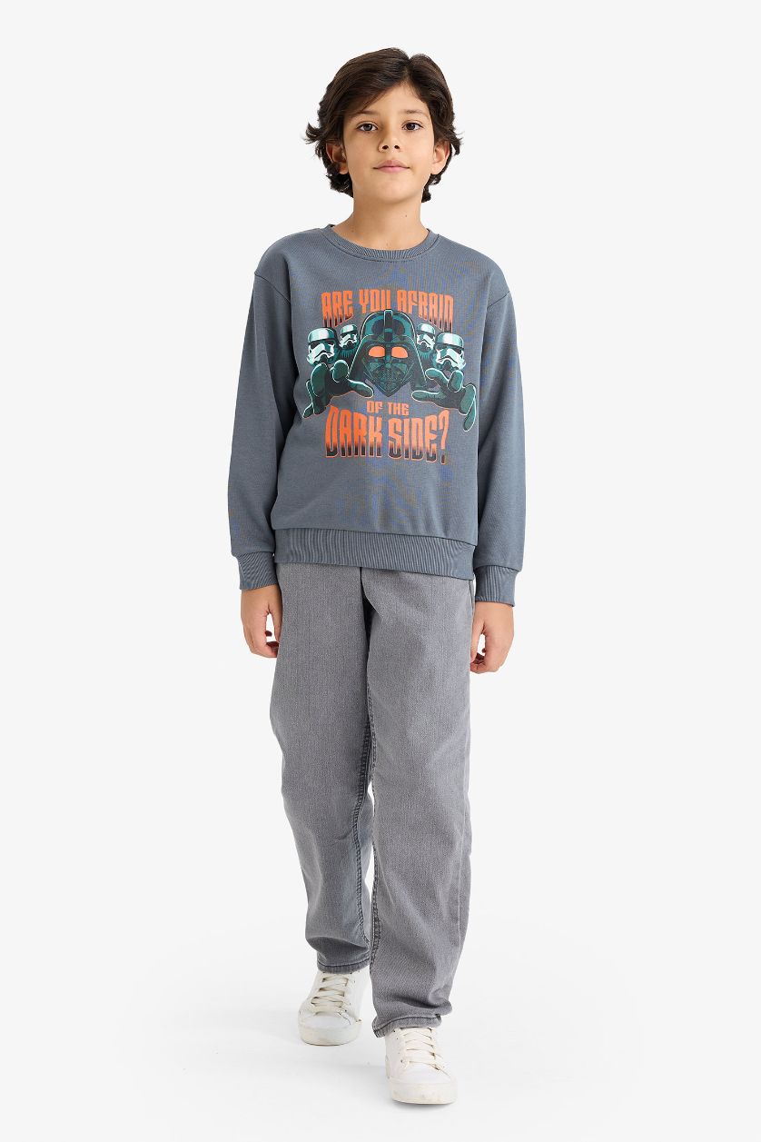 Boys & Teens Anthracite New Regular Fit Star Wars Licensed Crew Neck Sweatshirt