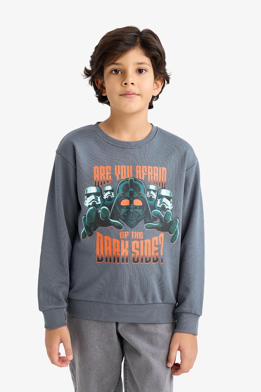 Boys & Teens Anthracite New Regular Fit Star Wars Licensed Crew Neck Sweatshirt