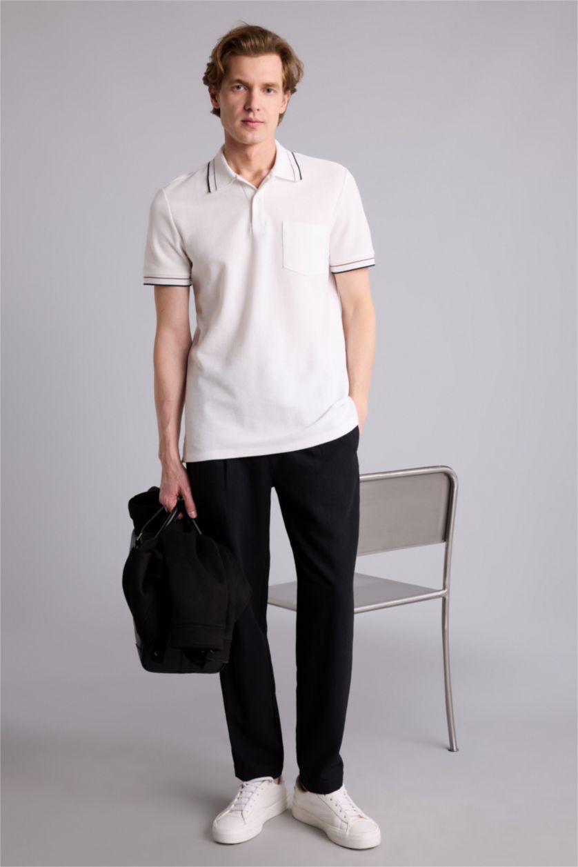 MAN Ecru Man Short Sleeve Polo T-Shirt