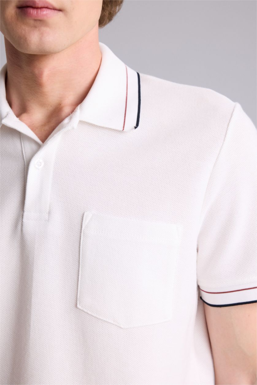 MAN Ecru Man Short Sleeve Polo T-Shirt