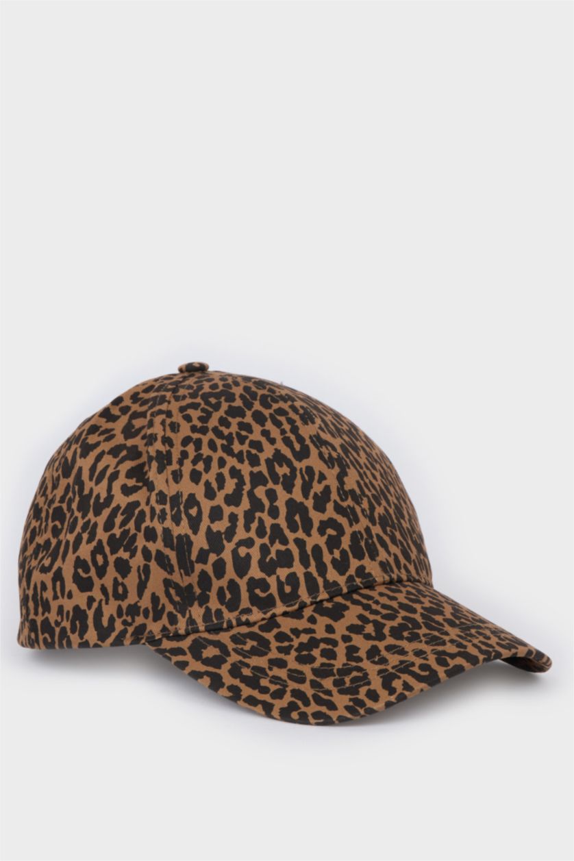 Kadın Karma Kadın Leopar Desenli Pamuklu Cap Şapka
