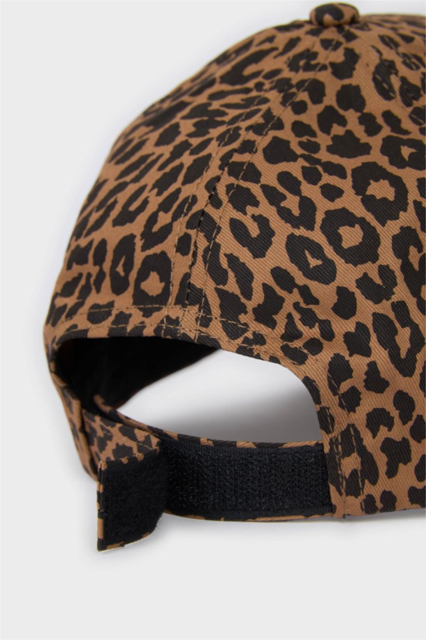 Kadın Karma Kadın Leopar Desenli Pamuklu Cap Şapka