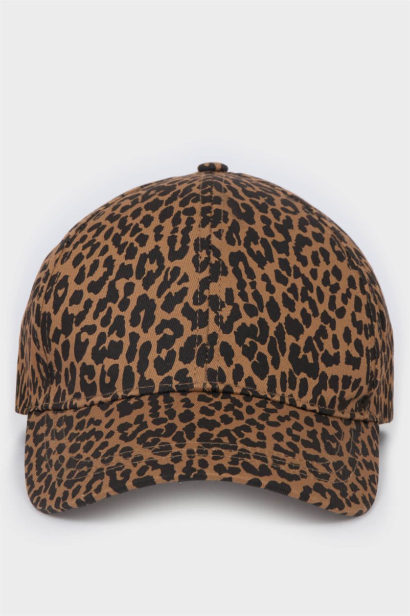Kadın Karma Kadın Leopar Desenli Pamuklu Cap Şapka