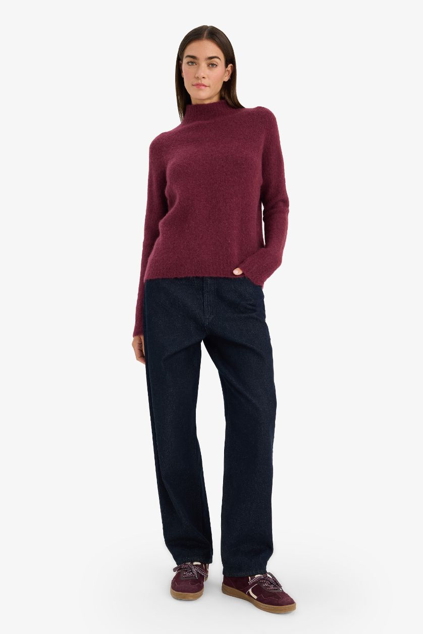 Woman Purple Regular Fit Turtleneck Knitwear Pullover