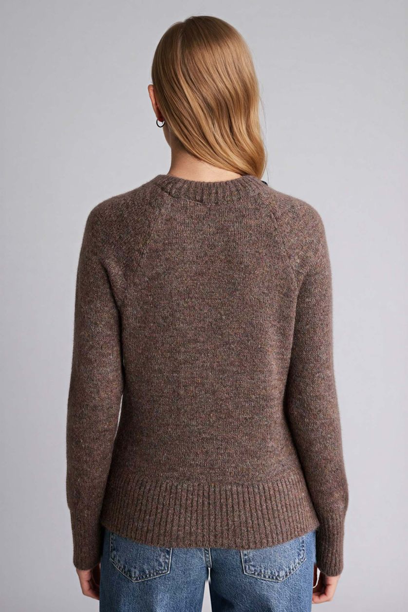 Kadın Kahve Regular Fıt Bisiklet Yaka Kazak