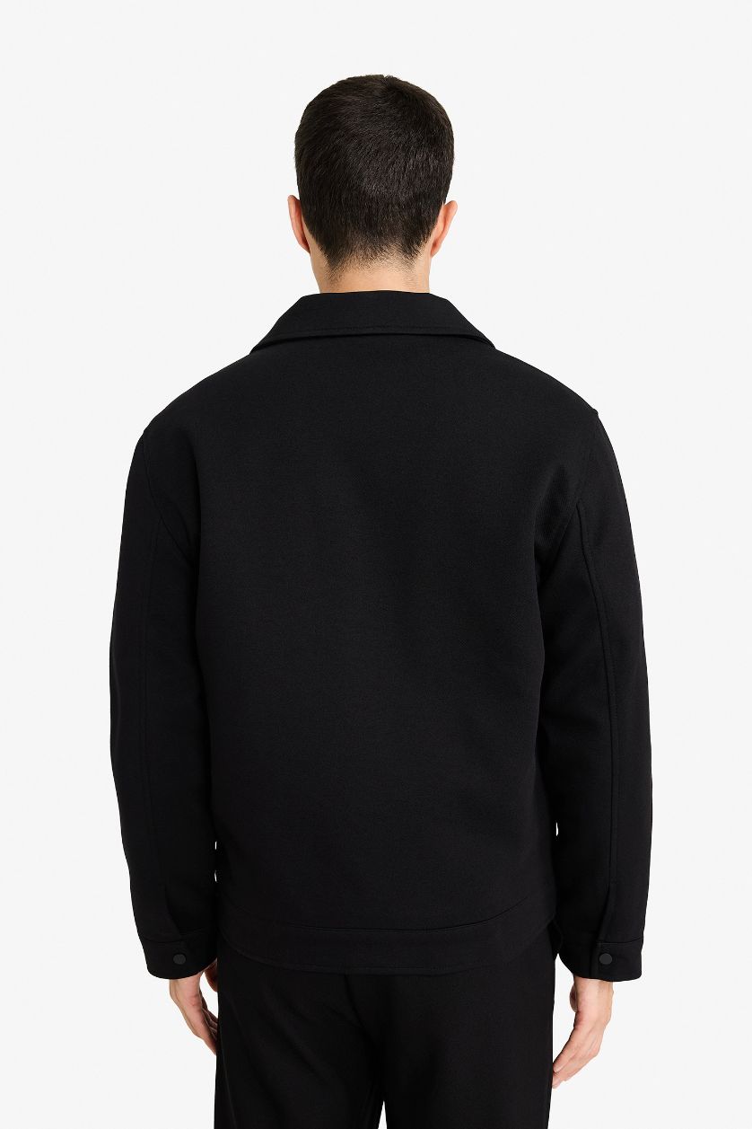 MAN Black Regular Fit Shirt Collar Lined Jacket