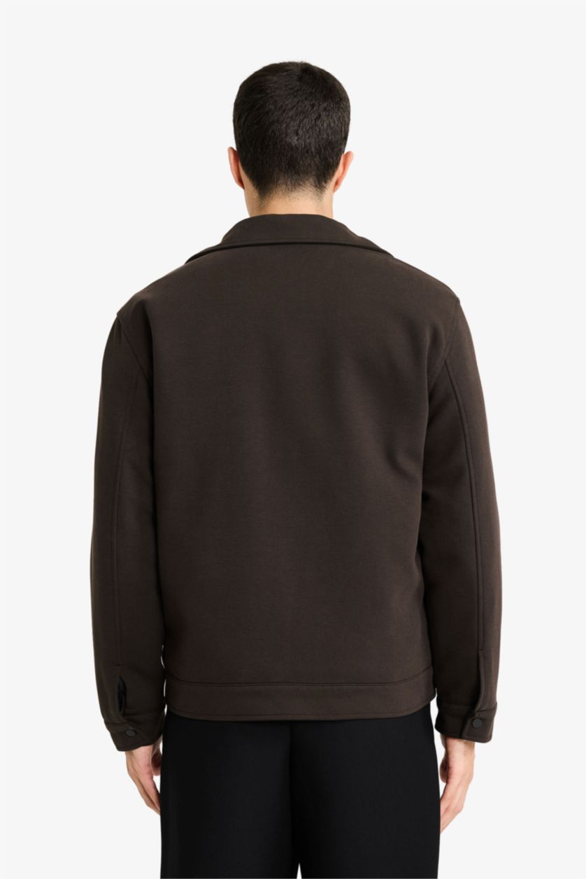 Erkek Kahve Melanj Regular Fit Fermuarlı Mont