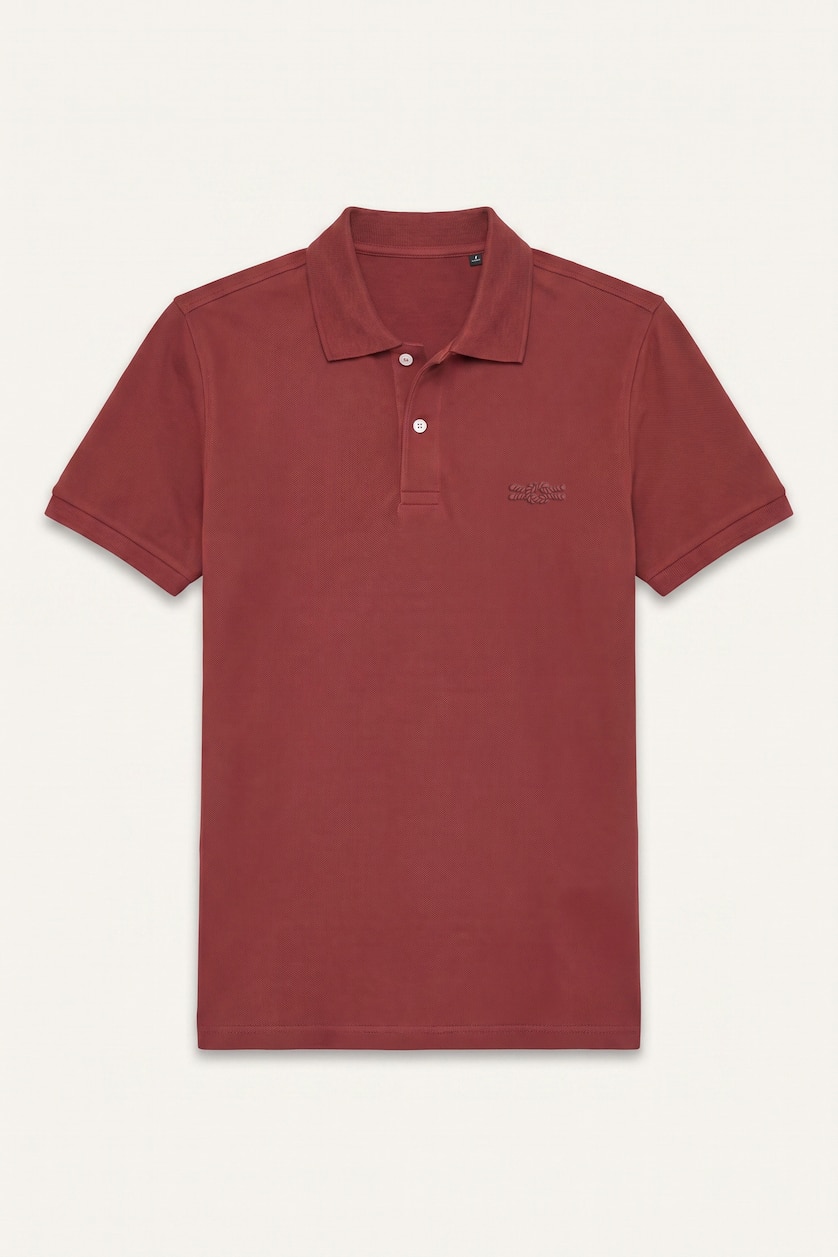 Erkek Koyu Turuncu Regular Fit Logolu Pike Basic Polo Tişört