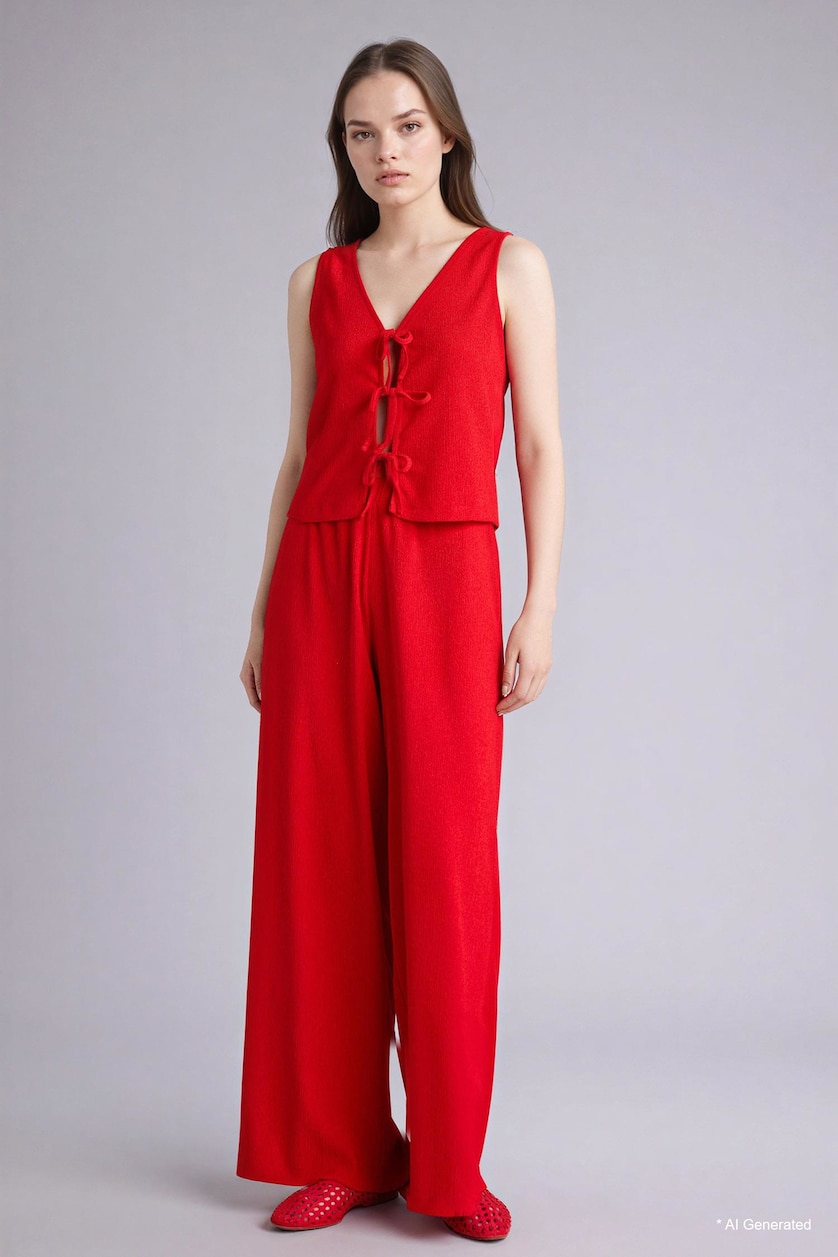 WOMAN Red Wide Leg Trousers