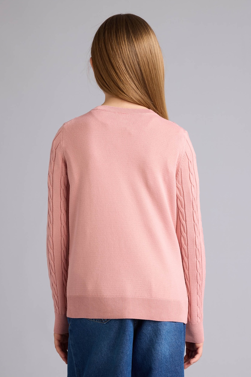 GIRLS & TEENS Pink Girl Crew Neck Cardigan