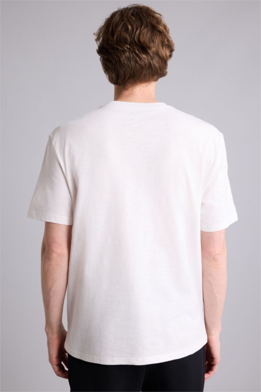 Erkek Ekru Regular Fit Kısa kollu Tişört