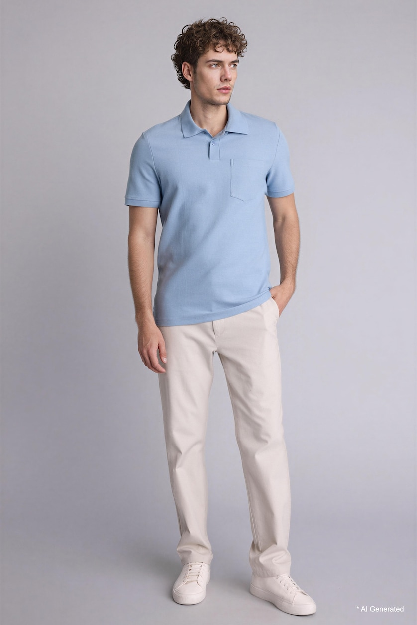 Men Blue Regular Fit Short Sleeves Polo T-Shirt