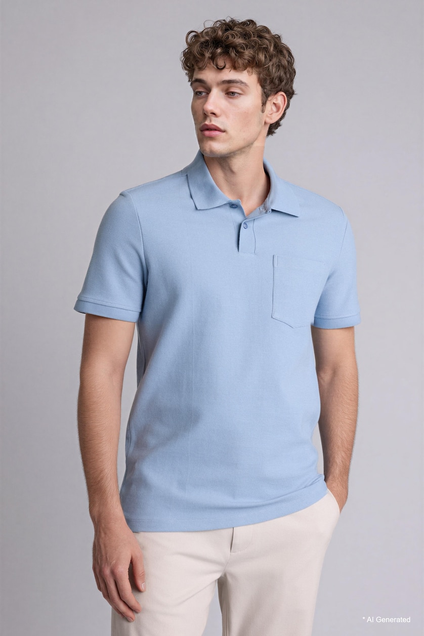 Men Blue Regular Fit Short Sleeves Polo T-Shirt