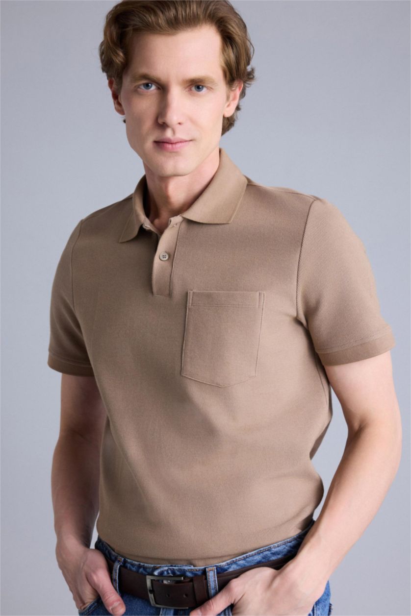 HOMME Beige Polo à manches courtes Coupe régulière