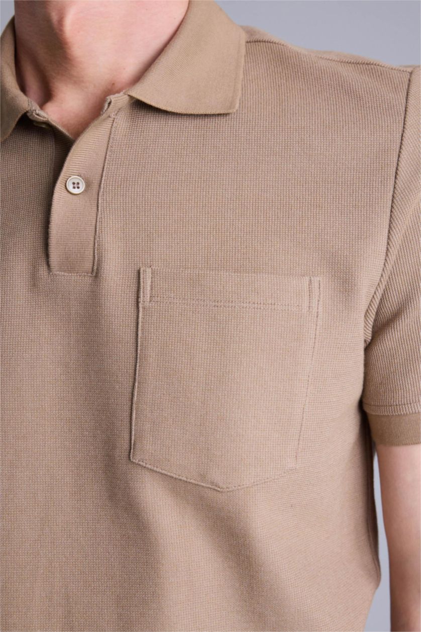 HOMME Beige Polo à manches courtes Coupe régulière